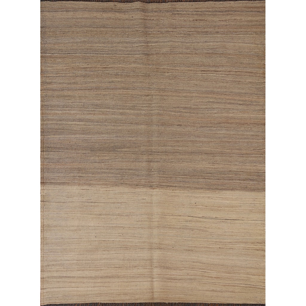 Kilim Earth Tone Modern Area Rug Flat-weave Wool Carpet - 4'9"x 5'11"