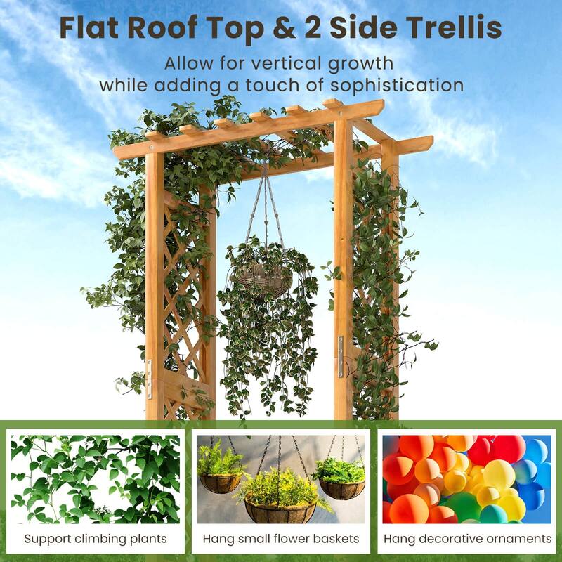 Costway 1/2 PCS 60” Raised Garden Bed with Trellis with Hanging Roof,