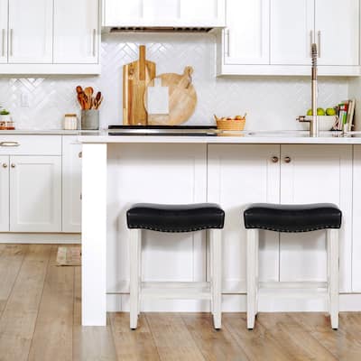 Jameson Upholstered Polyester Antique White 24 Inch Counter Stool (Set Of 2)