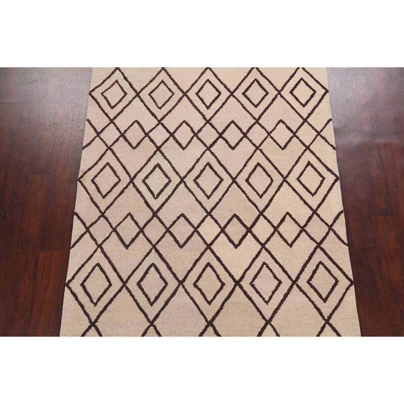 Trellis Geometric Contemporary Oriental Area Rug Wool Hand-tufted - 5'0" x 8'0"
