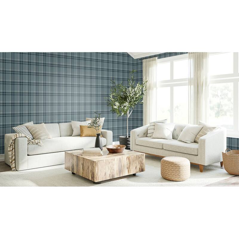 Seabrook Designs Calverlay Plaid Prepasted Wallpaper