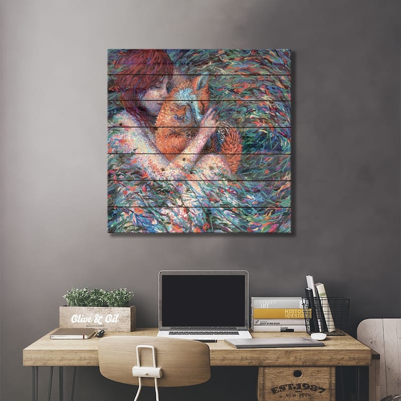 Foxglove Print On Wood by Iris Scott - Multi-Color