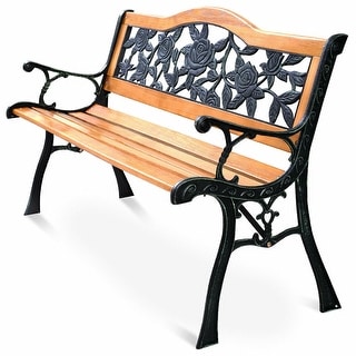 Costway Patio Park Garden Metal Bench Porch Path Chair Furniture Cast