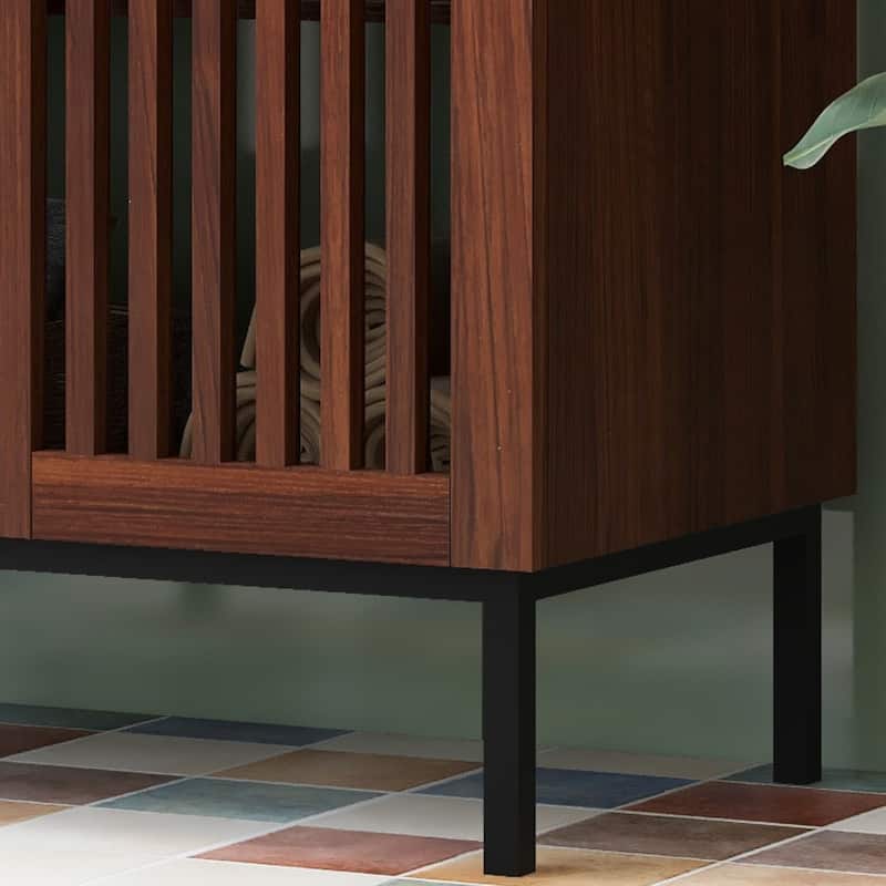 30 Inch Bathroom Vanity with Ceramic Sink,Soft-Close Doors (Fence-Design)