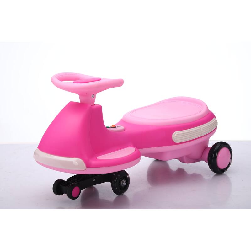 Kids Electric Ride On Car 12V Electric Wiggle Car, LED Lights, Music, Anti-Rollover for Boys and Girls Ages 3+ Indoor/Outdoor