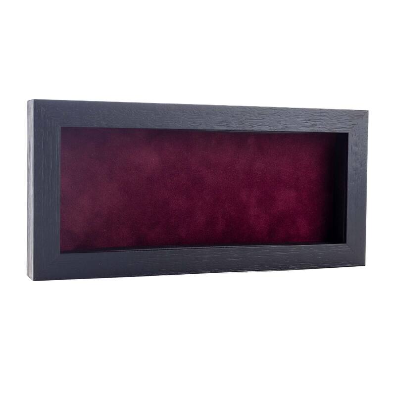 12x24 Shadow Box Frame Textured Black Wood Includes a Dark Berry Real Suede Texture Acid-Free Backing Board - Holds 12x24 Photo