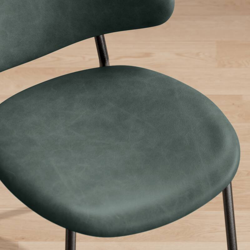 Set of 4 Upholstered PU Leather Dining Chairs Mid-Century Modern Dining Chairs with Curved Backrest for Dining Room Kitchen