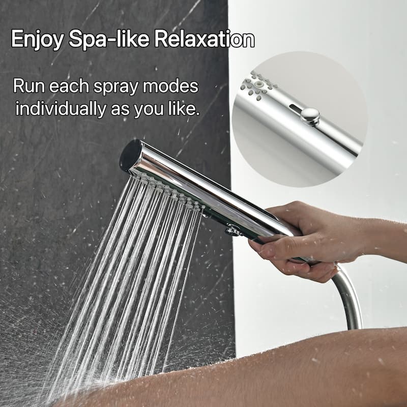 Modland 4-Way Exposed Retrofit Shower System with Rainfall & Handheld, Easy Install in Black/Nickel/Chrome