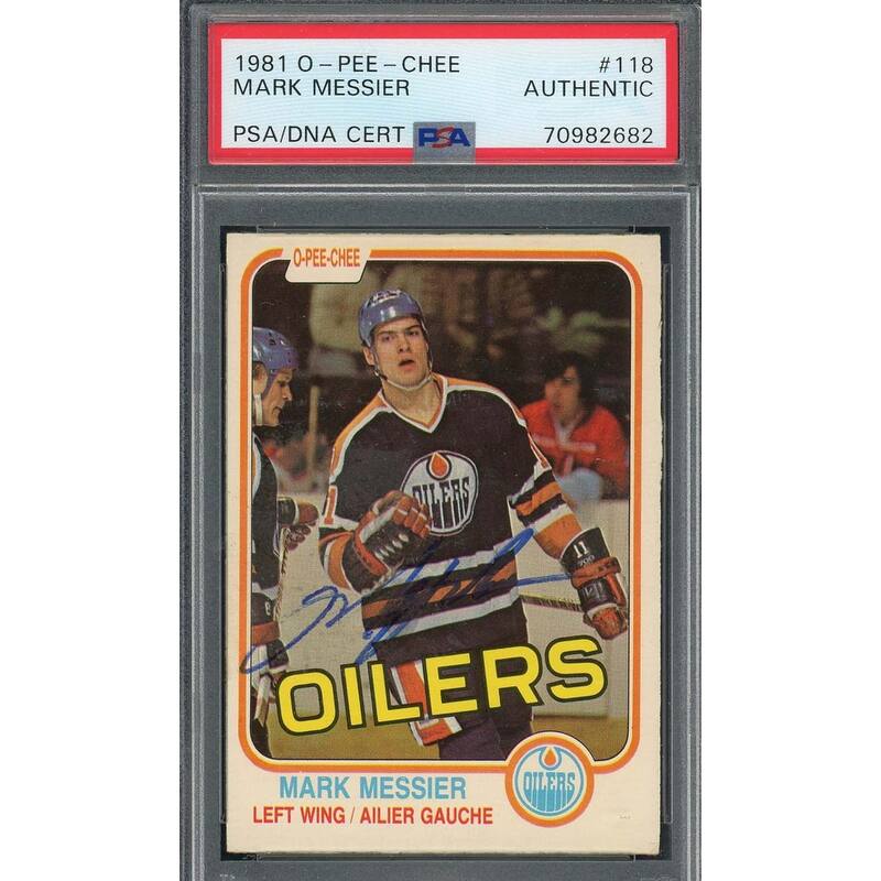 Mark Messier 1981 O-Pee-Chee Signed Hockey Card #118 Auto PSA 70982682 - 8'6" x 11'6"