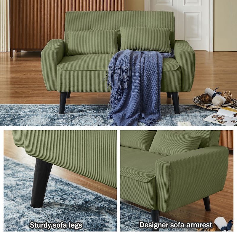 4-Piece Corduroy Living Room Sectional Sofa Set with Loveseat and Chair