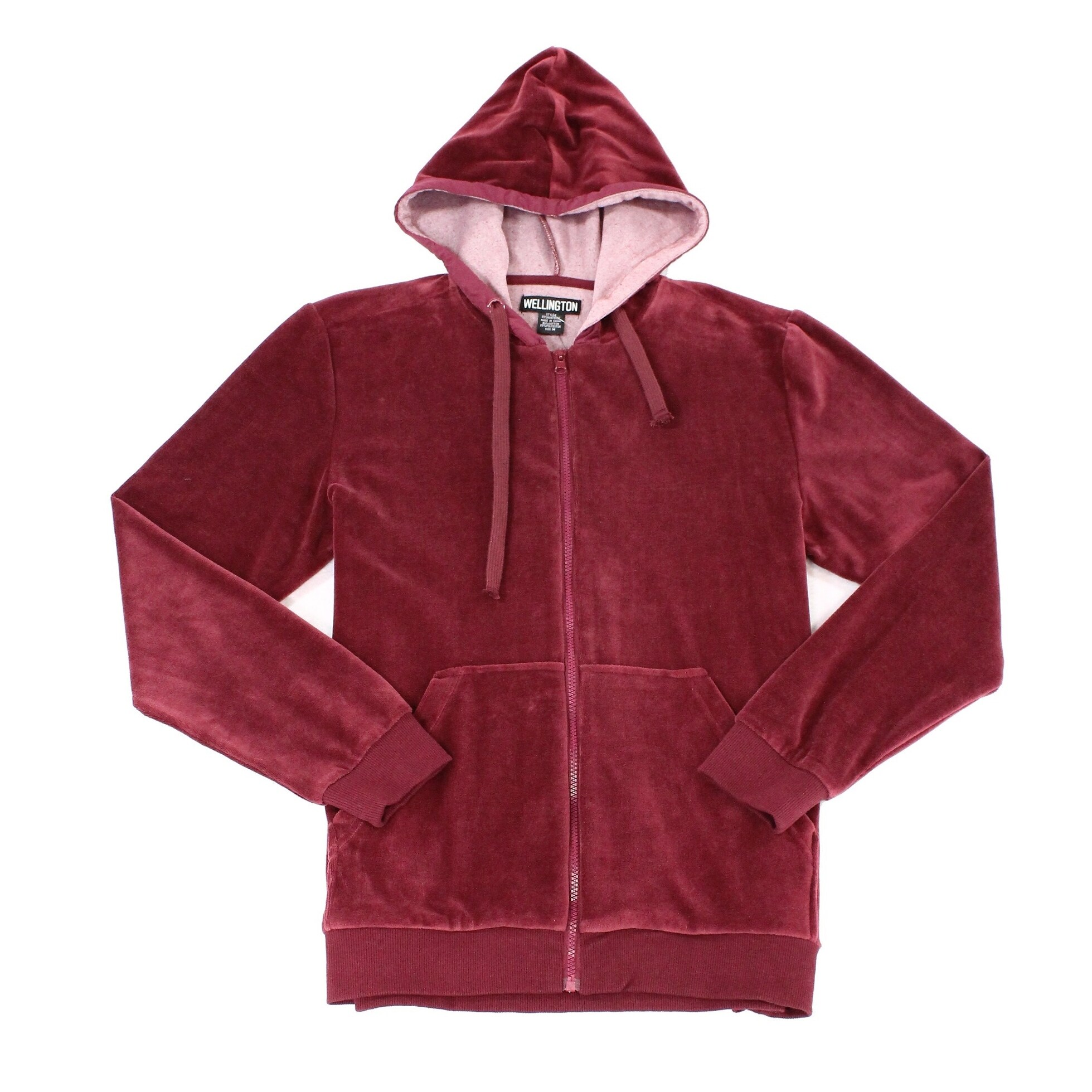 burgundy velour hoodie mens