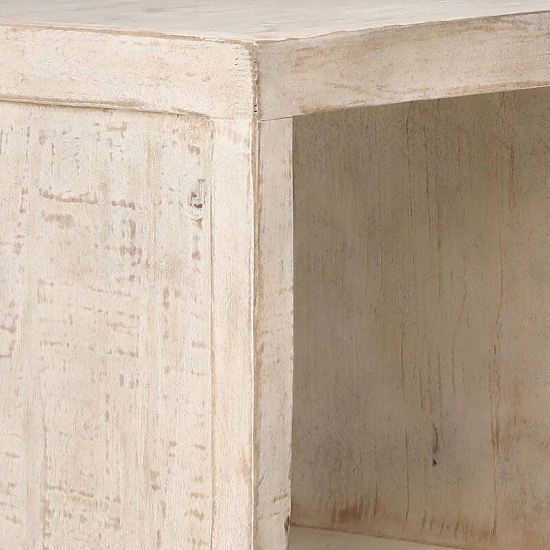 Stark Rectangular Reclaimed Pine Open Frame Side Table, Light Brown
