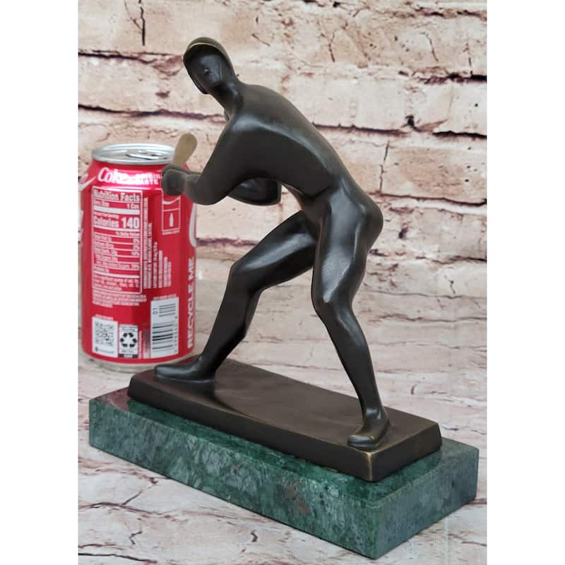 Signed Original Mario Nick Abstract Mid Century Baseball Player Bronze Sculpture