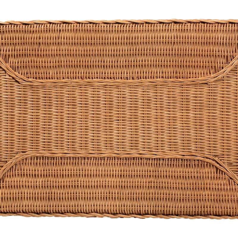 Minahasa Bohemian Light Honey Braided Rattan Side Table