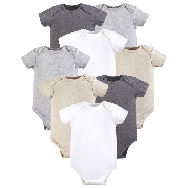 slide 1 of 1, Hudson Baby Cotton Bodysuits 8pk, Heather Gray 12-18 Months - Heather Gray