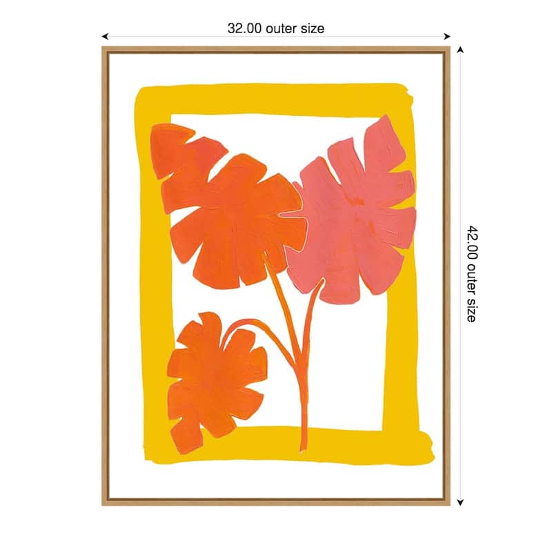 The New Oasis 1 by Bronwyn Baker Framed Canvas Wall Art Print - Sylvie Natural - 32 x 42 in