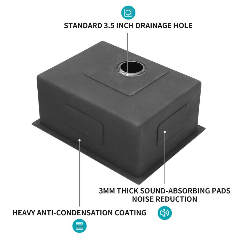 23 Inch Undermount Single Bowl Kitchen Sink,Stainless Steel,9Inch Deep