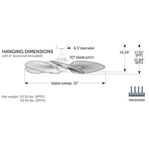 Fanimation Islander DC 22 inch Indoor/Outdoor Ceiling Fan Narrow Oval Palm-Inspired Blades - Set of 5