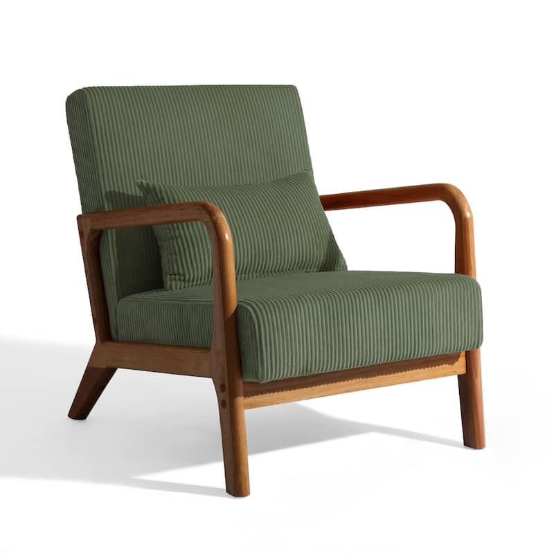 Mid-Century Upholstered Accent Chair with Wood Frame
