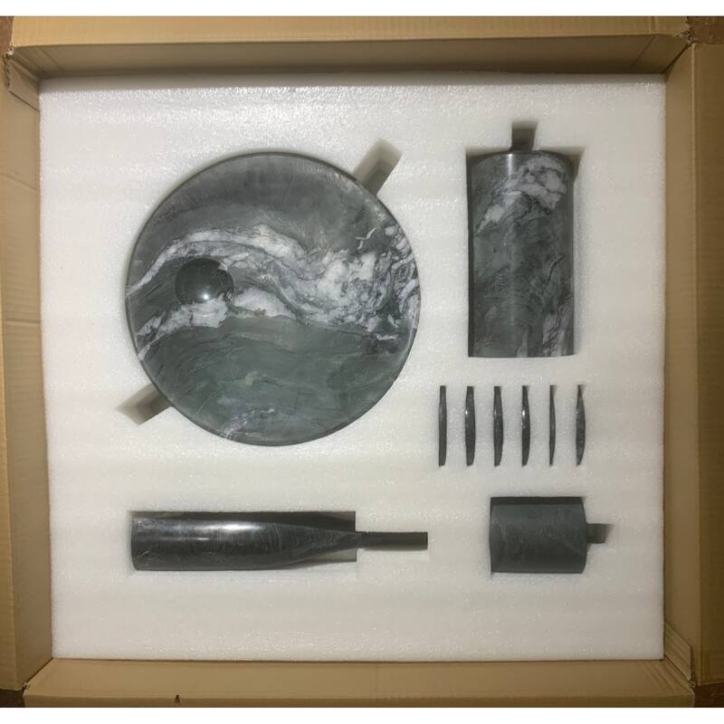 Roomfitters Natural Marble Dining Room Accessories Set, Luxury 10-Piece Genuine Stone Tabletop Collection