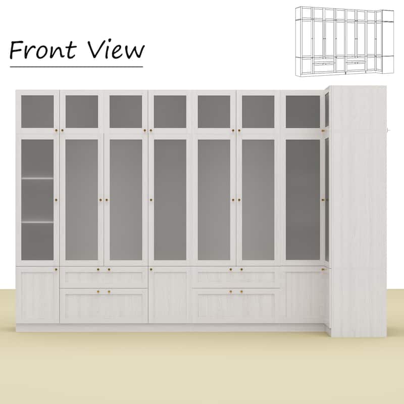 Combo Elegant Light Gray Wardrobe Modular Closet Configuration Armoire