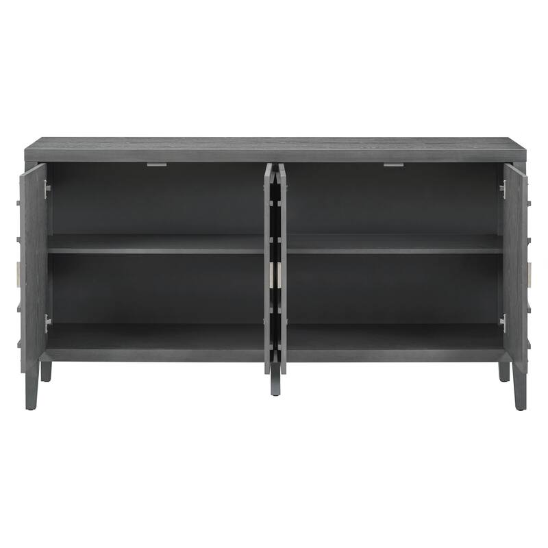 Retro Sideboard door with Circular Groove Design Round Metal Door Handle for Entrance, Dinning Room, Living Room