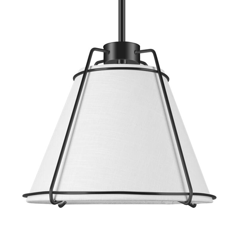 JASIWAY Modern Light Brass Chandelier with E26 Base and Fabric Shade - Black