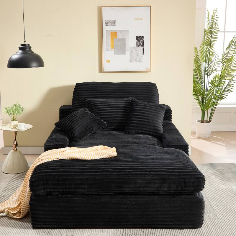 Modern Upholstered Chaise Lounge Sofa for Living Room Office, 75" Oversized Leisure Sofa 2 Seat Sleeper Couch with Pillows