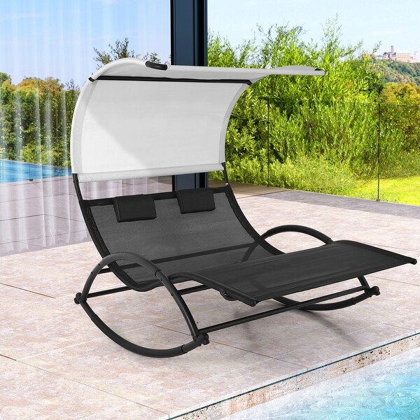 Pellebant Outdoor Double Chaise Lounge Chair Swing Hammock