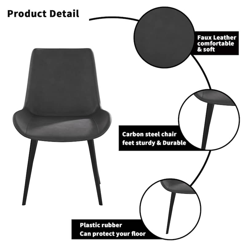 Modern Dining Chair Living Room Black Metal Leg 2pcs/ctn