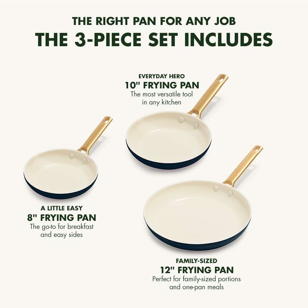 Reserve Ceramic Nonstick 8, 10 and 12 Frypan Set, Twilight with Go