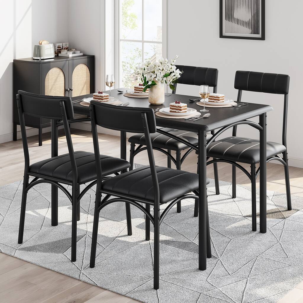 5 Piece Kitchen Dining Table Set with 4 Upholstered Chairs