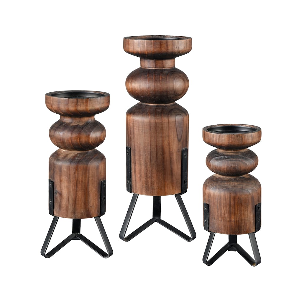 Atlas Stilton Set of 3 Pillar Candleholders - 16 inch Tall