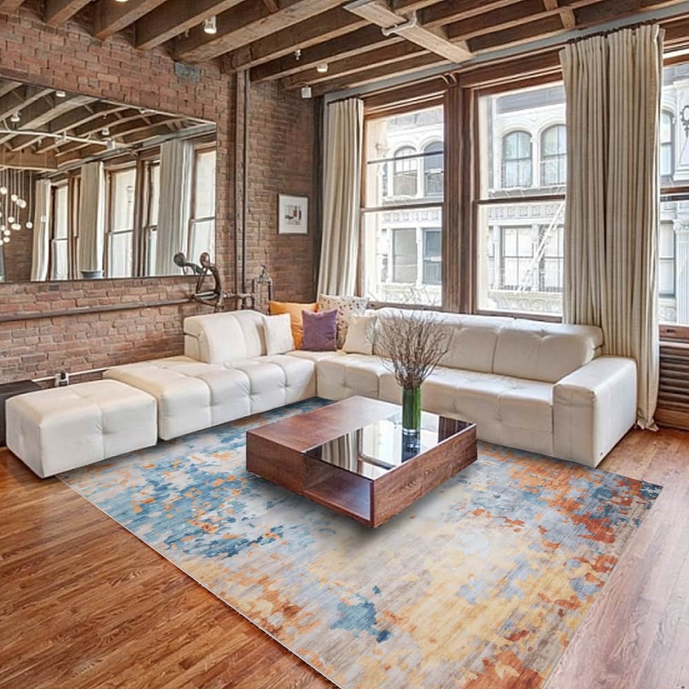 Gertmenian Crystal Print Soft Flat Pile Polyester Slip Resistant Washable Indoor Printed Area Rug Collection