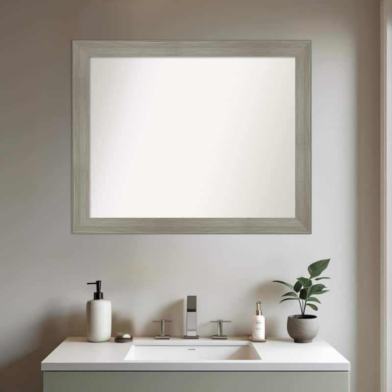 Grand Narrow Non-Beveled Framed Bathroom Vanity Wall Mirror