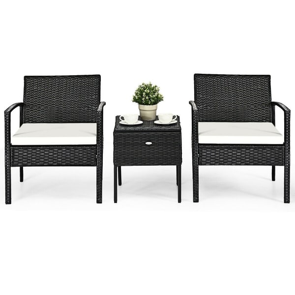 3 pcs Outdoor Patio Rattan Furniture Set with Cushion