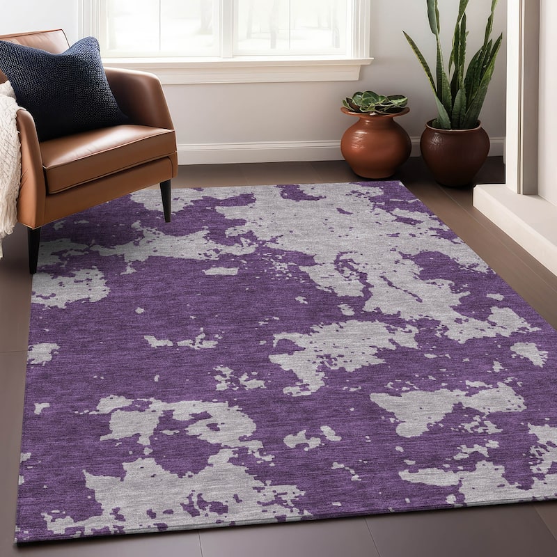 Premium Washable Super Soft Absstract Contempo Mayfield Rug - Purple - 9' x 12'