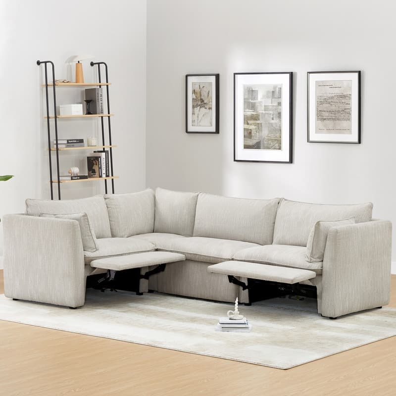 Cypress 107"W L-shape Power Reclining Sectional Sofa Couch - Snow