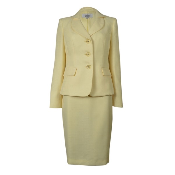 Le Suit Women's Rose Garden Woven Skirt Suit - lemon ice