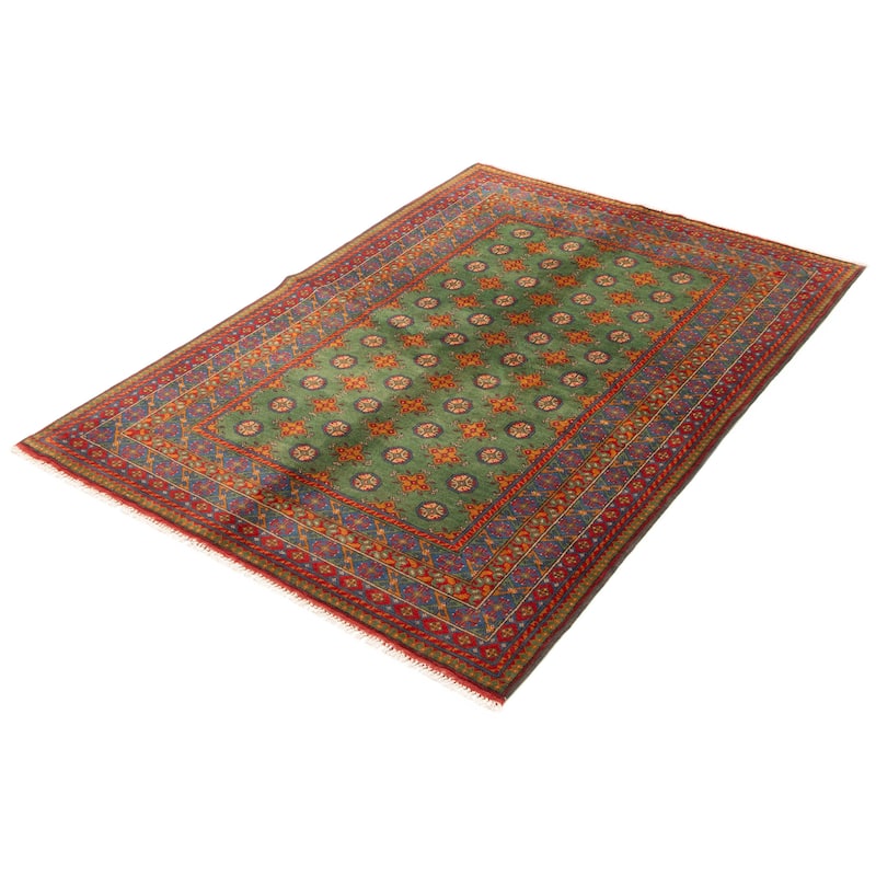 ECARPETGALLERY Hand-knotted Uzbek Kargahi Green Wool Rug - 5'6 x 8'0