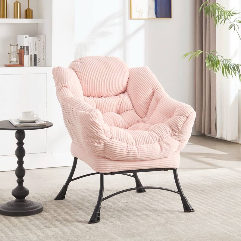 Modern Lounge Accent Chair with Armrests and a Side Pocket, Leisure Upholstered Sofa Chair Reading Chair with Footrest