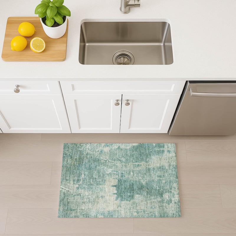 Machine Washable Indoor/ Outdoor Abstract Modern Chantille Rug