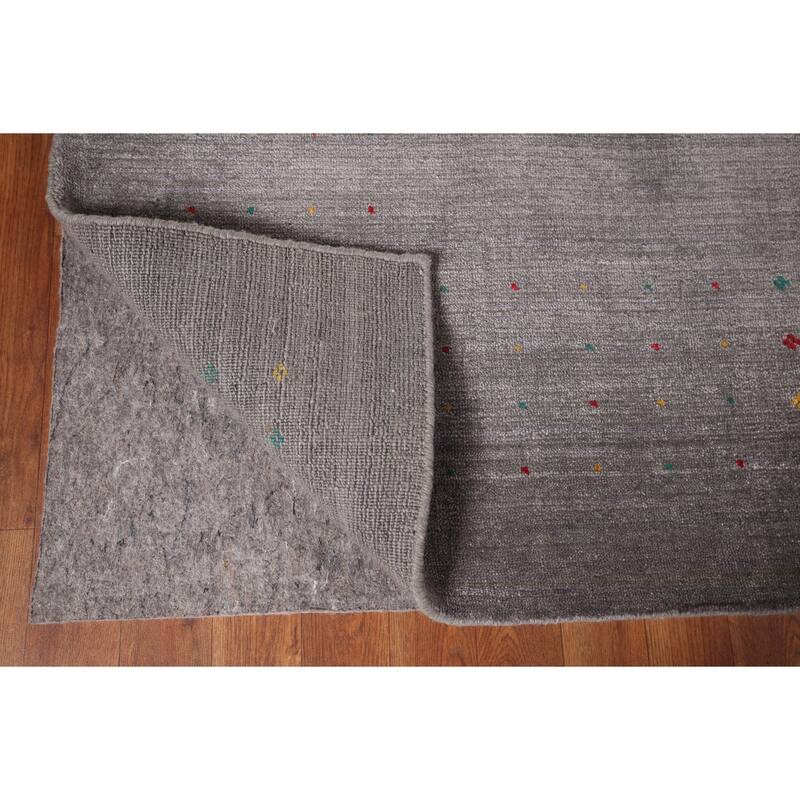 Gray Gabbeh Square Area Indian Rug Hand-Knotted Wool Carpet - 8'6"x 8'6"