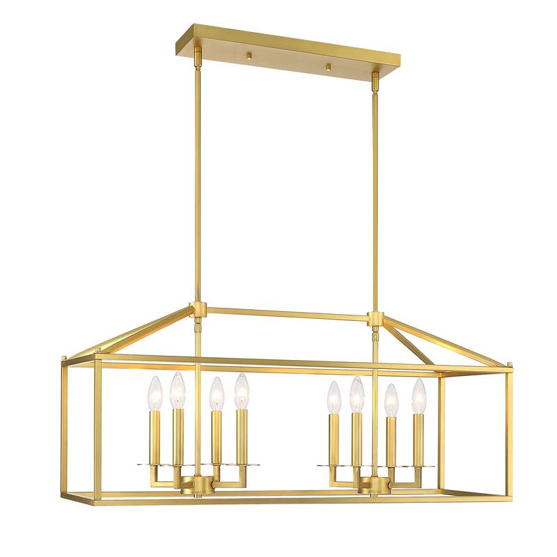 8-Light Pendant with Matte Black Finish and Steel Cage Shade