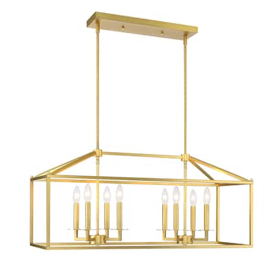 8-Light Pendant with Matte Black Finish and Steel Cage Shade