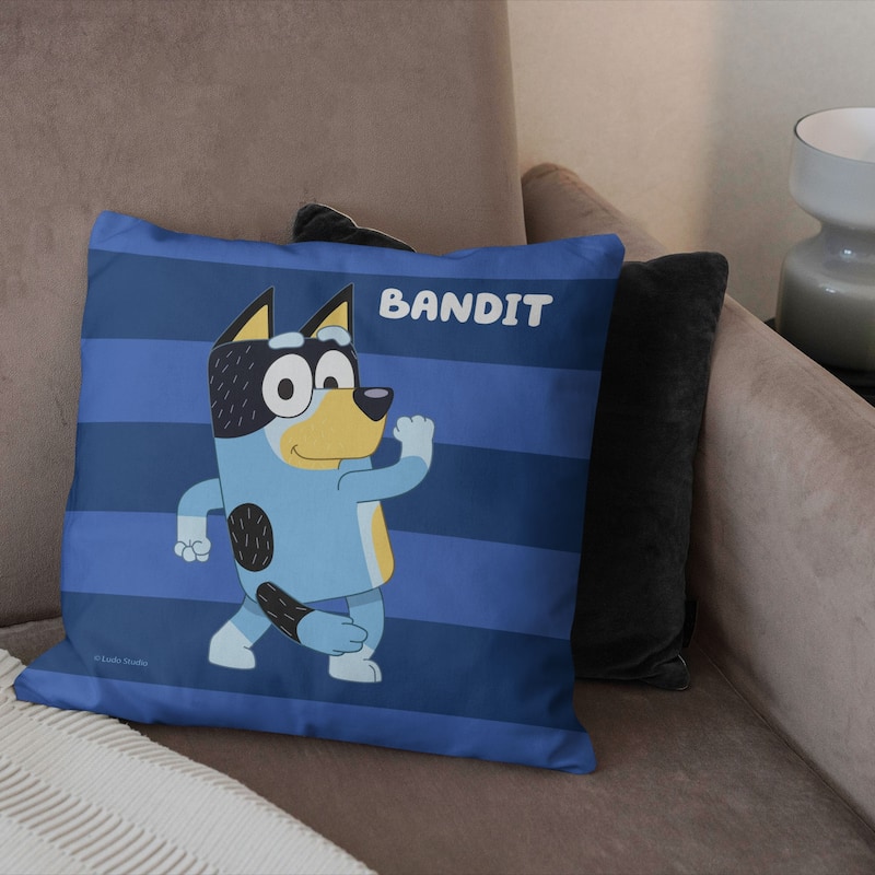 Bluey Roll Call Bandit 18 Inch Throw Pillow