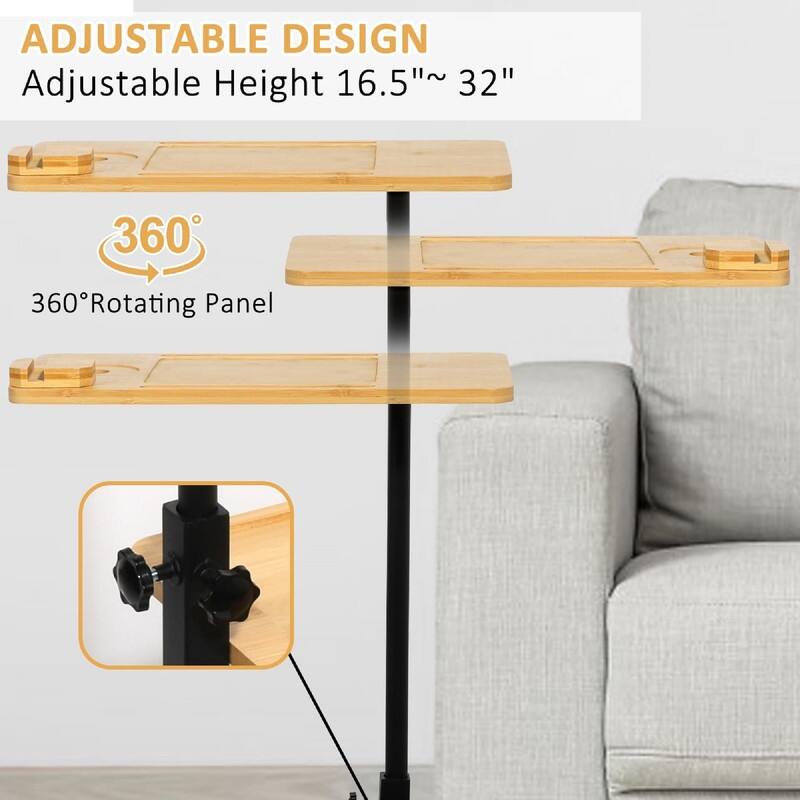 3 Layer C-Shaped End Table for Couch Arm - 35.5"L x 15.7"W x 76.5"H