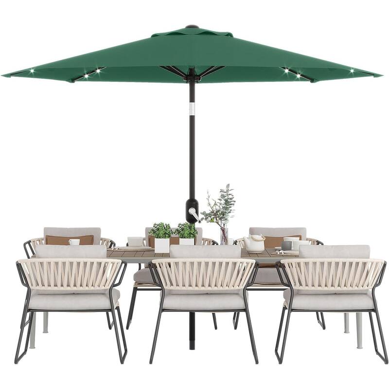 10 Ft Patio Umbrella with Solar Lights, Outdoor Table Umbrella with 40 LED Lights & Tilt Crank