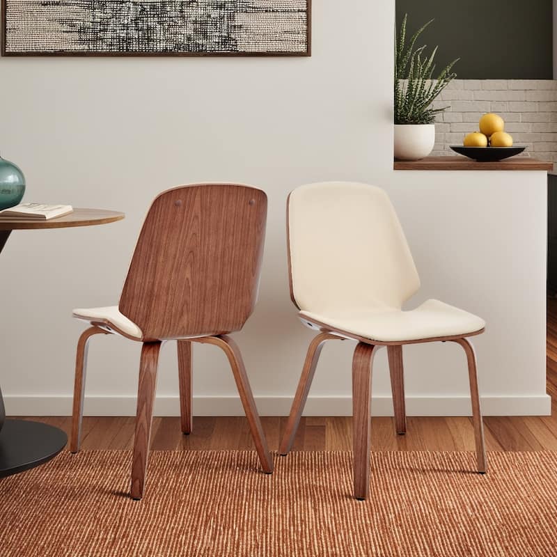 Brinley Walnut or Black Wood Upholstered Dining Chair
