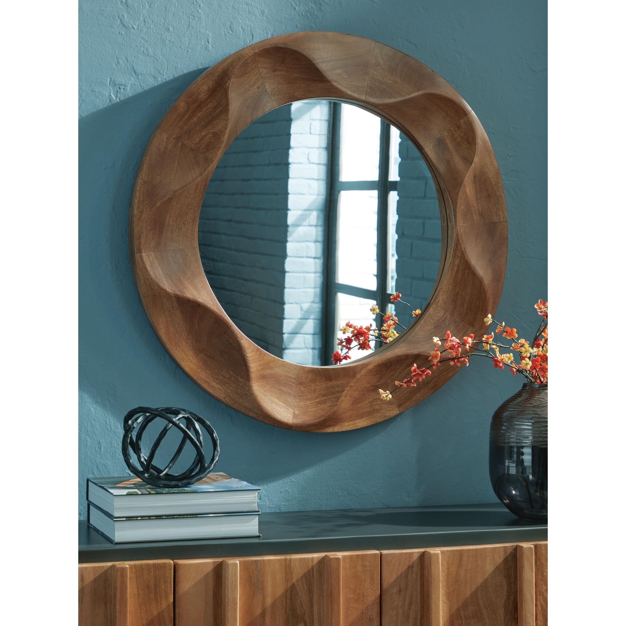 Signature Design by Ashley Aajon Brown Accent Mirror - 36" W x 3" D x 36" H